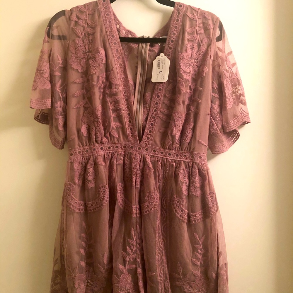Mauve low cut romper NWT